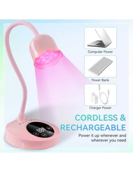 Lámpara UV LED Makartt Rosa 30W Portátil con Sensor Automático