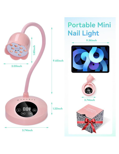 Lámpara UV LED Makartt Rosa 30W Portátil con Sensor Automático