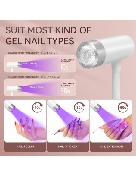 Lámpara de Uñas UV LED AORAEM Recargable 12W Cuello de Ganso