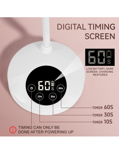 Lámpara de Uñas UV LED AORAEM Recargable 12W Cuello de Ganso