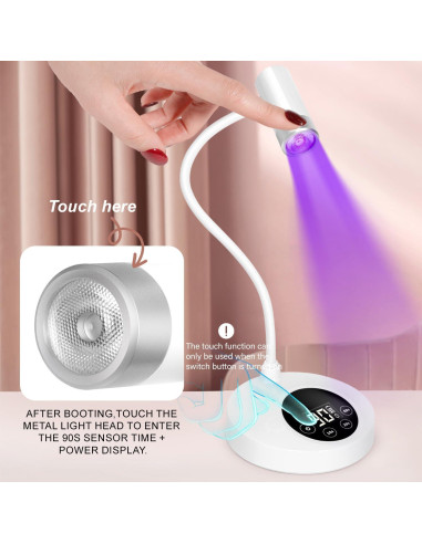 Lámpara de Uñas UV LED AORAEM Recargable 12W Cuello de Ganso