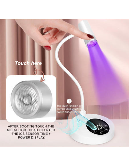 Lámpara de Uñas UV LED AORAEM Recargable 12W Cuello de Ganso