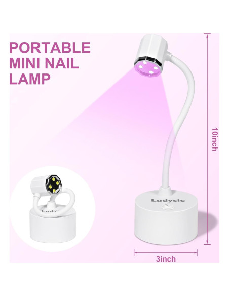 Lámpara UV LED Portátil Ludysic 12W con Cuello de Ganso