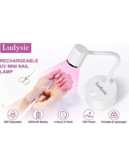 Lámpara UV LED Portátil Ludysic 12W con Cuello de Ganso