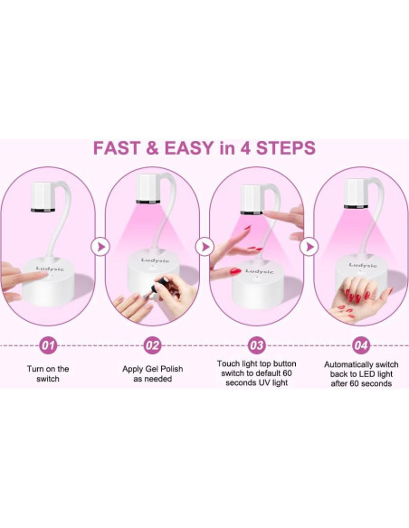 Lámpara UV LED Portátil Ludysic 12W con Cuello de Ganso