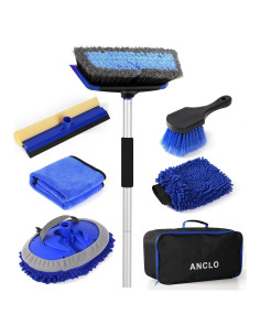 Kit de Limpieza de Autos ANCLO con Mopa y Cepillos Antirayaduras