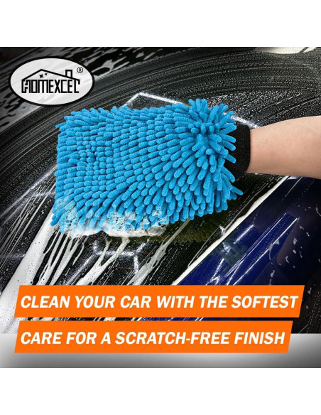 Mitón de Lavado de Autos HOMEXCEL 2PK Microfibra Azul 25.9x17cm