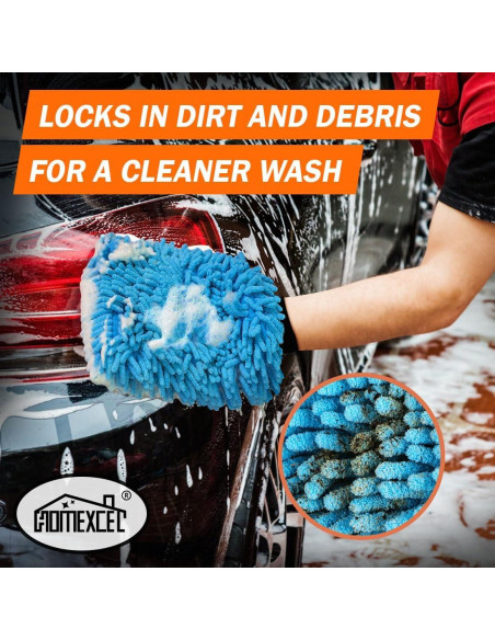 Mitón de Lavado de Autos HOMEXCEL 2PK Microfibra Azul 25.9x17cm