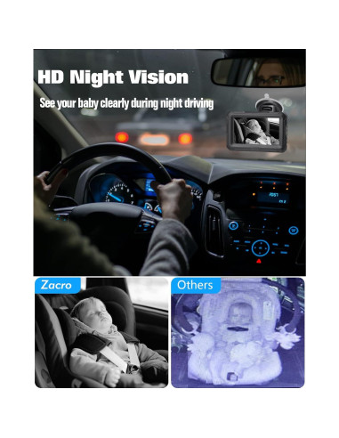 Cámara para Bebé Zacro 4.3" HD 1080P con Visión Nocturna