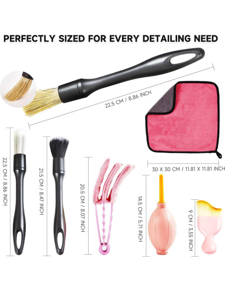 Kit de Limpieza para Autos Daemson - 8 Piezas Rosa