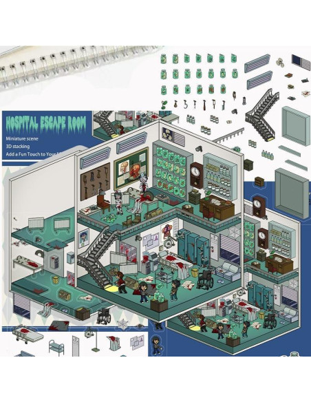 Set de 6 Hojas Stickers 3D YOKSAS - Escenas Miniatura Vintage