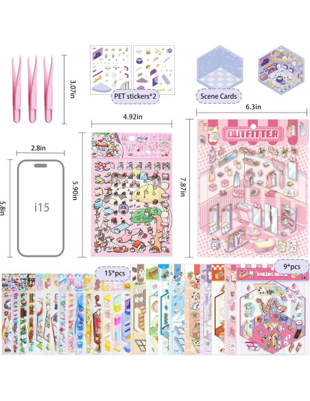 24 Sets Stickers 3D Aifong para Crear Escenas Animales
