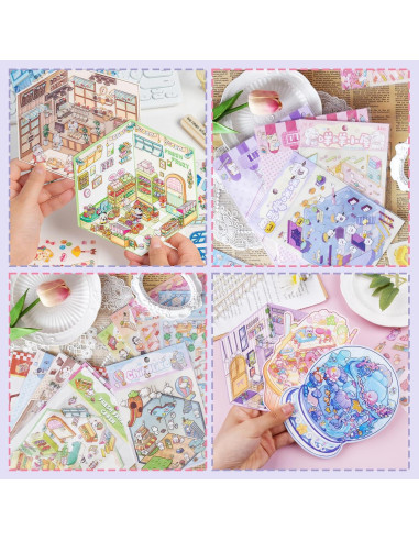 24 Sets Stickers 3D Aifong para Crear Escenas Animales