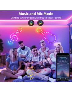 Luces de Cuerda Neón LED HOUHUI 3m RGB Control Remoto IP67 2