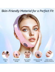 Máscara Facial V-Line ONLUKY Reductora de Papada Rosa 2