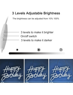 Cartel de Neón Feliz Cumpleaños Neonhonba 43x30 cm Blanco 2