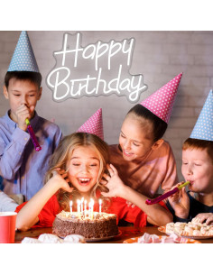 Cartel de Neón LED Feliz Cumpleaños AYwYyjCh 39.88x29.97cm 2