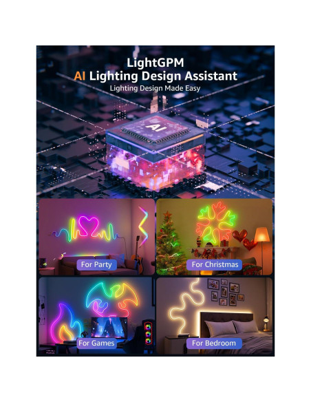 Luces de Cuerda RGB Inteligentes Lepro N1-AI 3m Control App