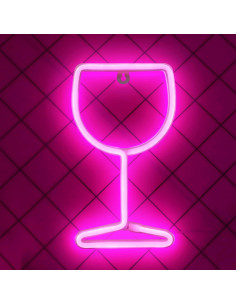 Lámpara de Neón LED Vaso de Vino Rosa - Decoración de Pared 2