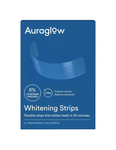 Tiras Blanqueadoras Auraglow 8% 28 Tiras Menta
