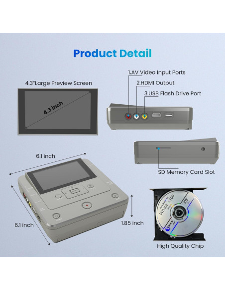 Grabadora de VHS a DVD Clariviews - Multifuncional, HD, WiFi