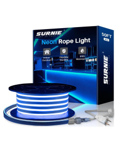 Luz de Tira LED Neón SURNIE 15m Azul Impermeable Flexible