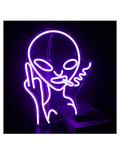 Cartel Neón Alienígena Púrpura LUCUNSTAR 41x30 cm LED