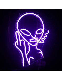 Cartel Neón Alienígena Púrpura LUCUNSTAR 41x30 cm LED 2
