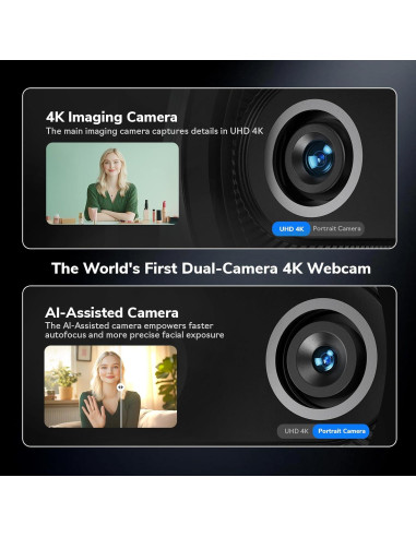 Webcam 4K EMEET Piko con IA, Autofoco y 3 Micrófonos