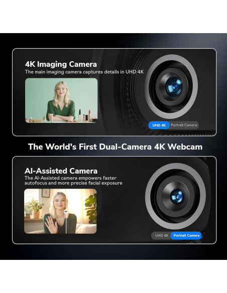 Webcam 4K EMEET Piko con IA, Autofoco y 3 Micrófonos