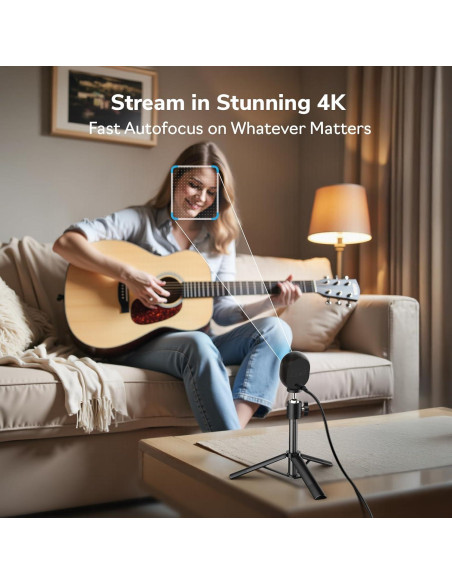Webcam 4K EMEET Piko con IA, Autofoco y 3 Micrófonos
