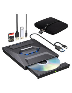 Unidad Externa CD/DVD ROOFULL 6 en 1 con Funda de Transporte