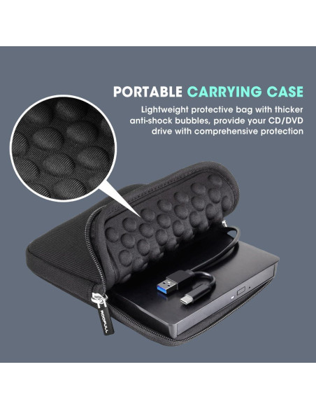 Unidad Externa CD/DVD ROOFULL 6 en 1 con Funda de Transporte