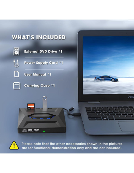 Unidad Externa CD/DVD ROOFULL 6 en 1 con Funda de Transporte