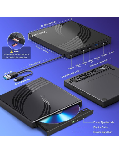 Unidad Externa de CD/DVD BPAKDU B31-Y2 USB 3.0 Negra