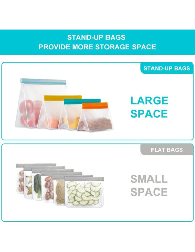 Bolsas de Almacenamiento Reutilizables LOVESOLO 9 Piezas 3.79L