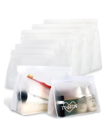 Paquete de 8 bolsas de tocador TSA PEVA reutilizables 20.1x24.9cm