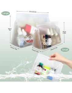 Paquete de 8 bolsas de tocador TSA PEVA reutilizables 20.1x24.9cm 2