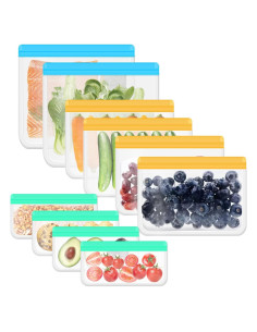 10 Bolsas de Almacenamiento de Alimentos de Silicona Frenflu