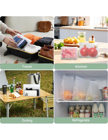 Paquete de 8 bolsas de tocador TSA PEVA reutilizables 20.1x24.9cm