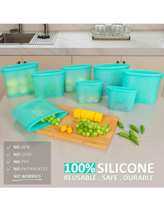Bolsas de Almacenamiento de Comida Annaklin 100% Silicona 8 Piezas 2