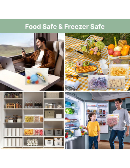 Paquete de 8 bolsas de tocador TSA PEVA reutilizables 20.1x24.9cm