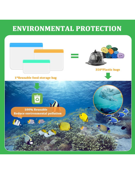10 Bolsas de Almacenamiento de Alimentos de Silicona Frenflu