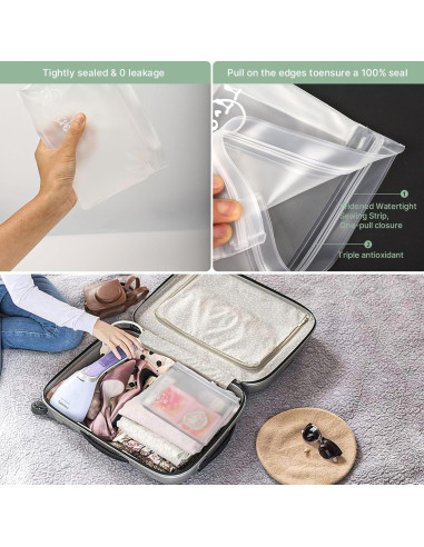 Paquete de 8 bolsas de tocador TSA PEVA reutilizables 20.1x24.9cm