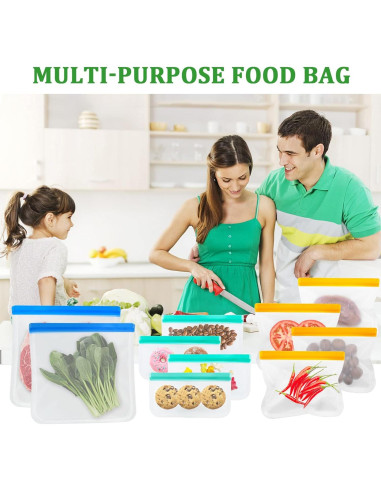 10 Bolsas de Almacenamiento de Alimentos de Silicona Frenflu