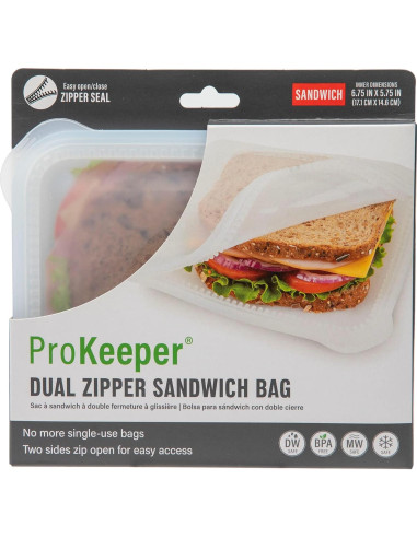 Bolsa de Sándwich de Silicona ProKeeper 710 ml Doble Cierre Ecológica