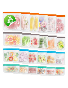 Bolsas Reutilizables Dcsioike 24 Pzas - Extra Grandes, Grandes, Medianas y Pequeñas