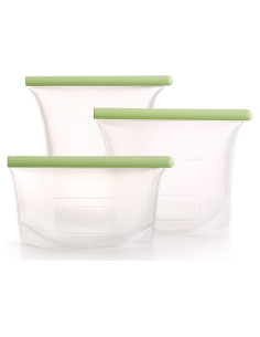 Lekue Juego de 3 Bolsas de Silicona Reutilizables 0.47L-1.49L