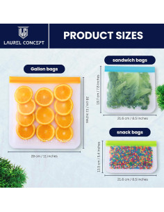 Bolsas de Sándwich Reutilizables LAUREL 10 Paquete PEVA 2