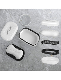 Caja de Jabón de Viaje QIUYMEI con Banda de Silicona - Blanco 2